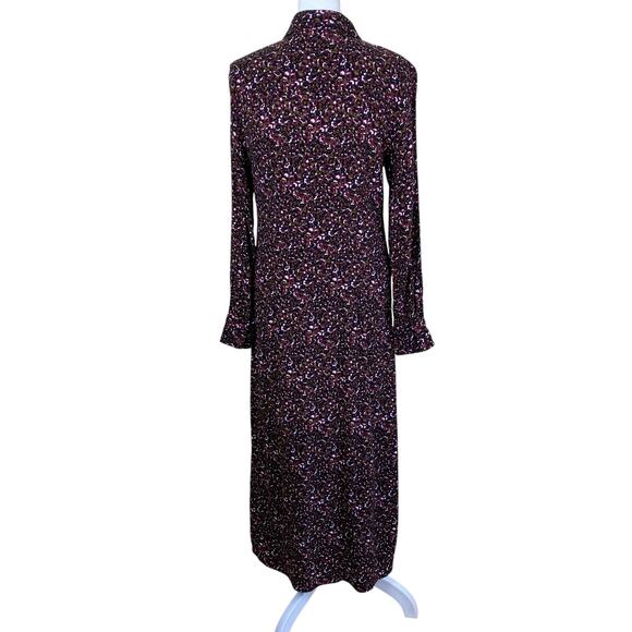 & Other Stories Sz 8 Micro Floral Midi Shirt Dress Moody Floral Print Button-up - Picture 9 of 16
